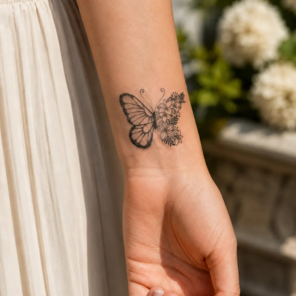 SafeTatt — Right Butterfly Bloom · fotografie tetování na kůži