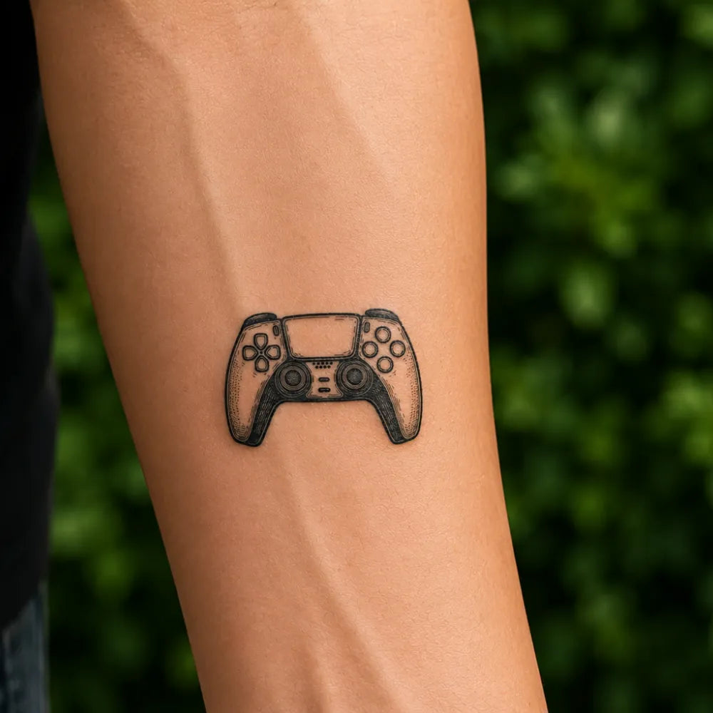 SafeTatt — Playstation controller · fotografie tetování na kůži