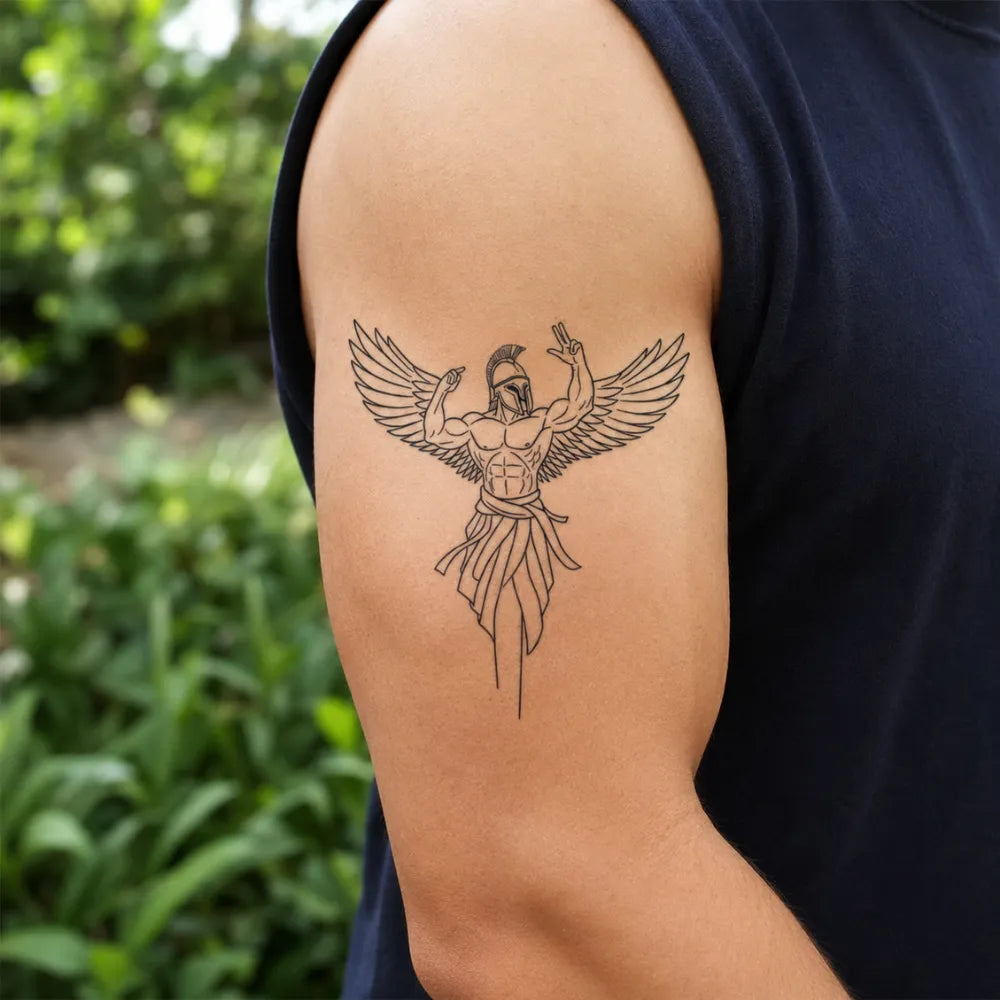 SafeTatt — Winged Warrior · fotografie tetování na kůži
