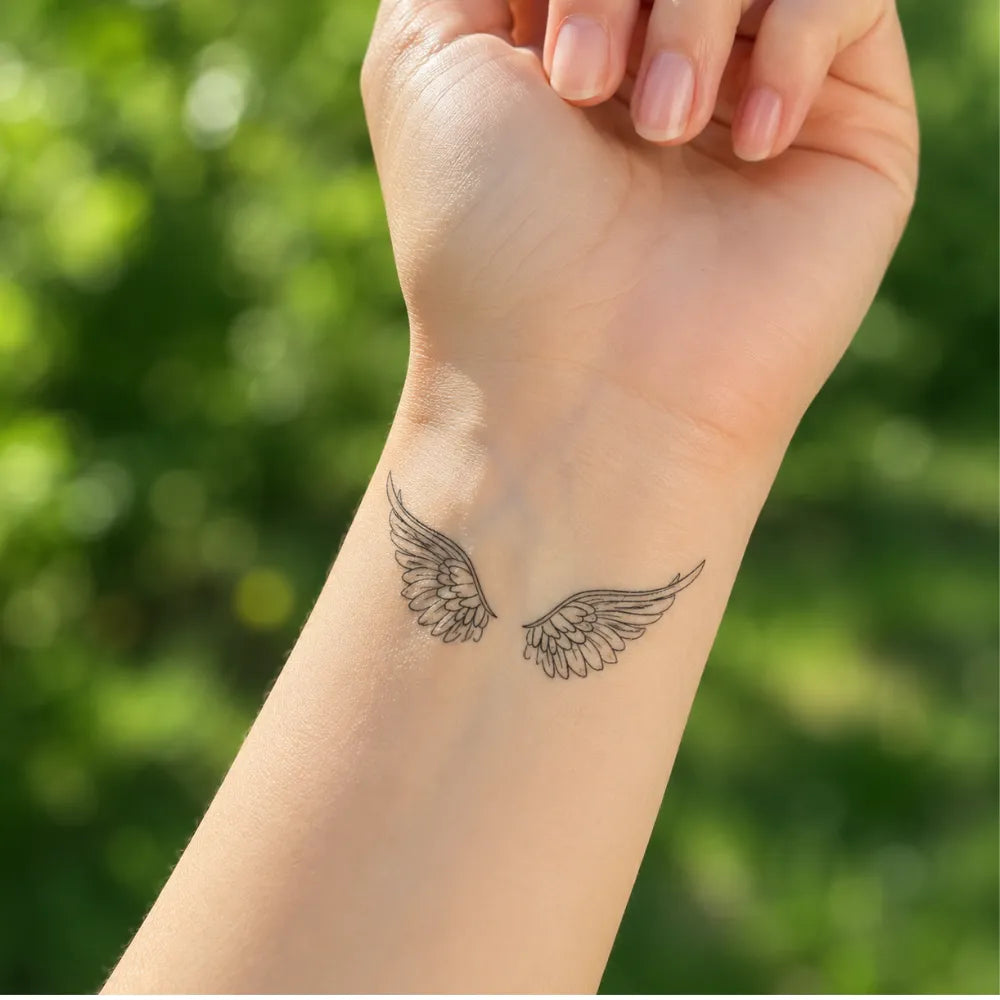 SafeTatt — Angel Wings · fotografie tetování na kůži