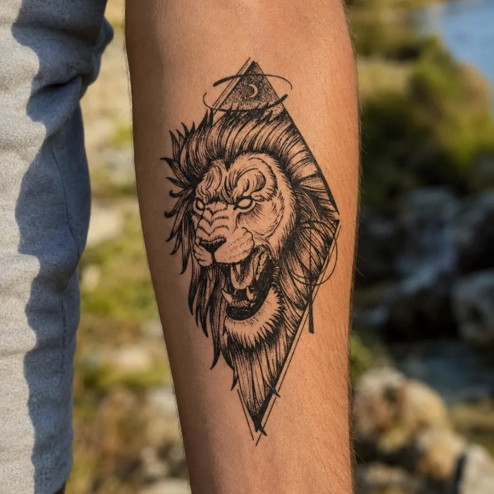 SafeTatt — Roaring Monarch · fotografie tetování na kůži