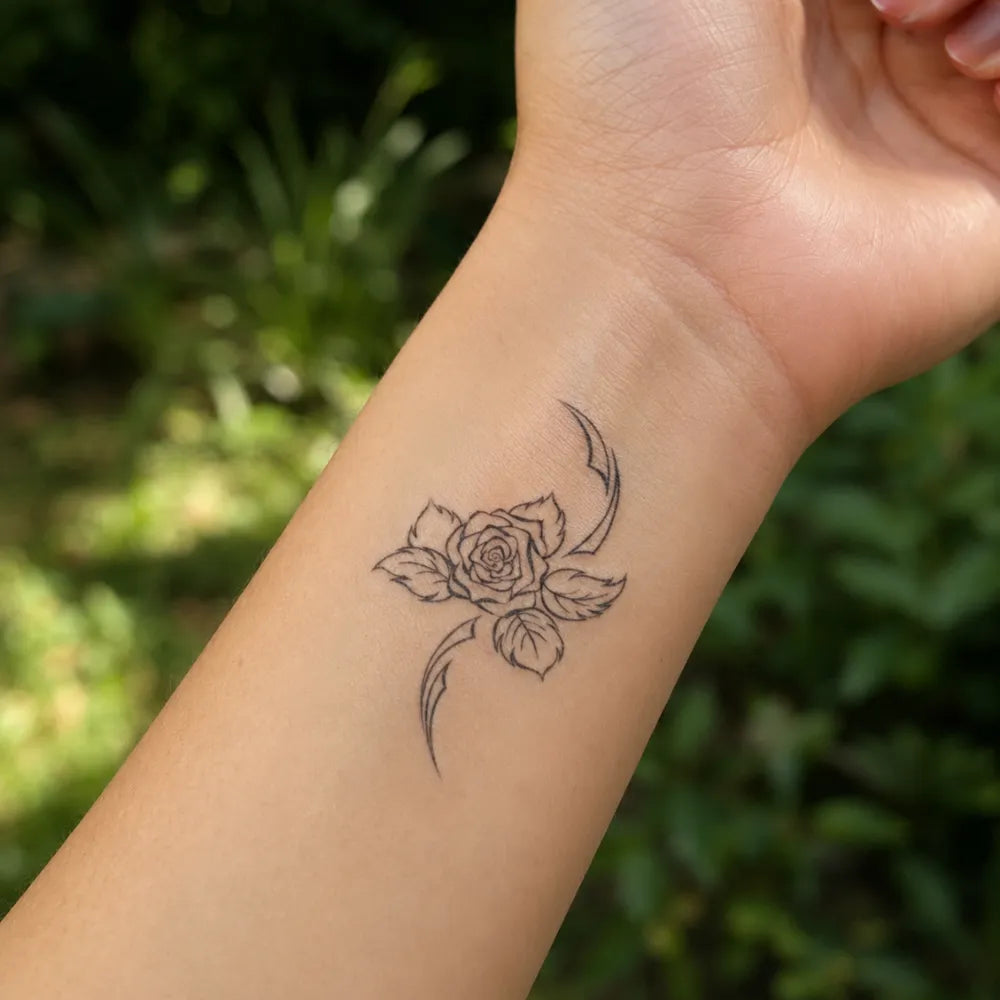 SafeTatt — Thorny Rose · fotografie tetování na kůži