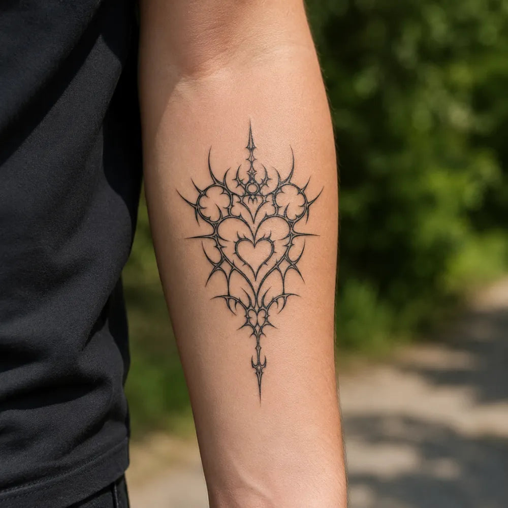 SafeTatt — Sharp Heart · fotografie tetování na kůži